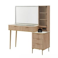 Coiffeuse contemporaine en bois de haute qualité avec miroir LED, durable et écologique, mobilier de chambre à coucher pour la vente en gros, logo personnalisé