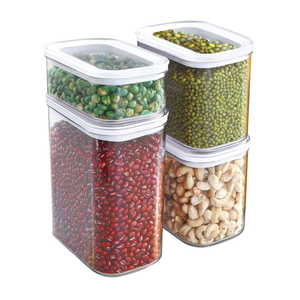 Airtight BPA Free PET Clear Food Storage <b>Containers</b> Stackable Leakproof Moisture Proof With <b>Lids</b> for Kitchen Cereals Nuts Pasta - Product Image 1