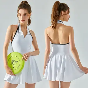 Женское теннисное платье с воротником-хальтером