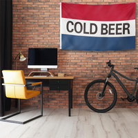 Drapeau personnalisé pour bière fraîche, double face, en polyester, rouge, blanc, bleu, bannière murale pour bar, garage, salle de jeux, décoration extérieure