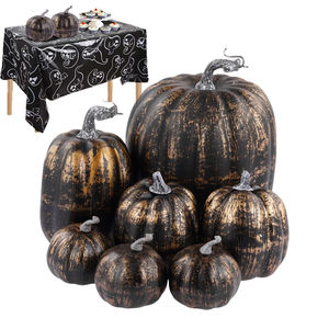 7 Pcs Assorted Sizes Foam Artificial Pumpkins Fall Autumn Halloween Graduation Christmas Easter Festive Tabletop Decoration - Product Image 6