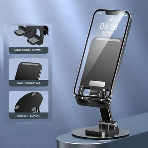 Height Adjustable Alloy Metal Support <b>Table</b> 360 Rotating Aluminum Mobile Phone Holder <b>Portable</b> and Flexible for Desk or Bed Use - Product Image 6