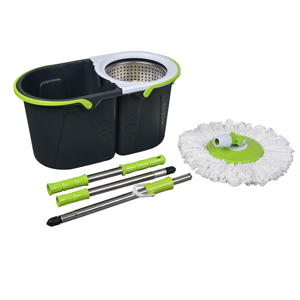 Mopa de Limpieza Mágica de 360 Grados con <span class=keywords><strong>Dos</strong></span> Cubos, Fácil de Girar, Palo de Acero Inoxidable, Cabezal de Mopa de Plástico y Acero Inoxidable, en Caja - Product Image 2