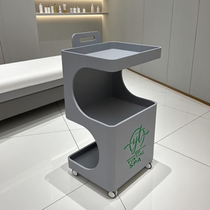 Chariot de beauté mobile moderne avec étagère de rangement, conçu pour les salons de beauté et les centres de soins de la peau. - Product Image 2