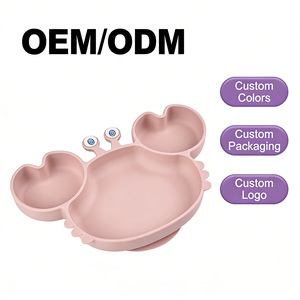 <span class=keywords><strong>Assiette</strong></span> de repas pour bébé en silicone liquide transparent brun vert de qualité alimentaire, prix d'usine OEM ODM, avec un style de design pour enfants - Product Image 4