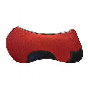GN EXPORT Red Western Equestrian Dressage Saddle Pad with Black Leather Accents Fleece Lining for Riding - Product Image 1