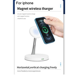 Cargador Inalámbrico <span class=keywords><strong>2</strong></span> en 1 de Lujo con Soporte Magnético para Teléfono, Carga Rápida de 15W para iPhone 16 Pro Max, Logotipo Personalizado - Product Image 3