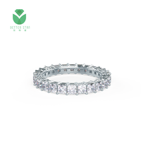 Bague personnalisée en or blanc, Rose, jaune, diamant de laboratoire en forme de princesse pavée, éternité, HPHT Lab créé, bagues en diamant complet, alliance