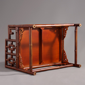 Ming Style Bamboo Armchair Red Bamboo Handmade Chinese Antique Fretwork <b>Chair</b> Living Room <b>Chair</b> - Product Image 4