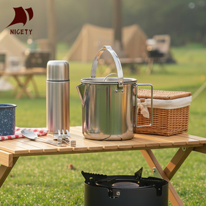 Olla de Camping de Acero Inoxidable de 1.2L, Portátil, con Tapa y Asa, Duradera, Fácil de Limpiar, Ideal para <span class=keywords><strong>Senderismo</strong></span> y Cocina al Aire Libre - Product Image 1