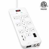 900 Joule Aşırı Gerilim Koruyuculu Priz Çoklayıcı ETL Sertifikalı 8 Priz 4 USB 4.2A Hızlı Şarj Portları Tek Güç Anahtarı Amerikan Tipi