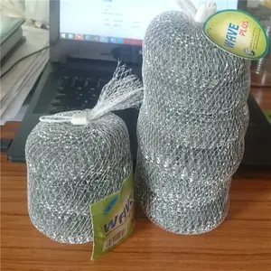 Flat shape ss 410 wire stainless steel scrubber cleaning ball scrubber metal scourer galvanized mesh roll