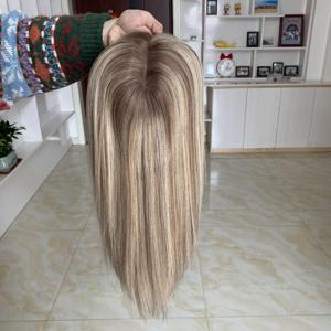 Topper mono 6x8 avec base en PU et couleurs contrastées, avec clips, pour femmes souffrant de perte de cheveux - Product Image 2