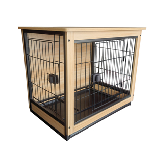 Furniture Style Wire Cage Double Door Large Crate House Wooden Dog Kennels For Dog