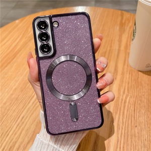 Luxury Gold Glitter Magnetic Plating TPU Phone Case with Glass Lens Protection for Samsung S25 S24 S23 Ultra - Product Image 3