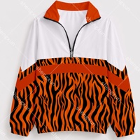 Veste coupe-vent à fermeture éclair 1/4 personnalisée pour femmes, imprimé tigre/zebra, résistante à l'eau