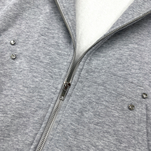 420 Gsm Heavyweight Pull À Capuche Personnalisé Coton Designer Zipper À Capuche Surdimensionné Strass Épais Zip Up Hoodie Fabricants - Product Image 5