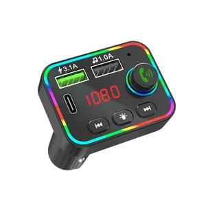 2022 New FM Transmitter Blue Tooth PD Dual USB 3.1A Car Charger Handsfree TF Card U-Disk AUX Music Playing Kit Cargador Tipo C