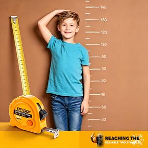 Mètre Ruban en Acier Robuste 3M/5M/7.5M Système Métrique avec Verrouillage Automatique et Boîtier ABS+TPR pour la Construction - Product Image 1