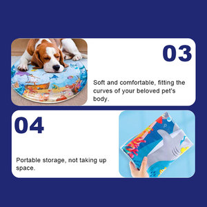 Colchoneta refrescante de verano para mascotas, Enfriador de cama de juego de agua de verano de PVC para perros y gatos con peces de esponja con estampado de peces incluidos - Product Image 5