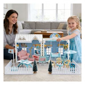 Kit de Casa Miniatura de Plástico Hecha a Mano con Luces y Muebles, Ensamblaje DIY, Regalo Creativo para Niños, Adultos y Coleccionistas - Product Image 2