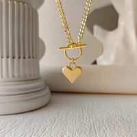 Collier chaîne cubaine en acier inoxydable de haute qualité avec pendentif coeur fin fermoir OT étanche style tendance nouvel arrivage
