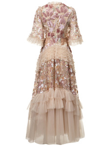 <span class=keywords><strong>Abito</strong></span> da Sera <span class=keywords><strong>Lungo</strong></span> Taglie Forti 2025 Autunno Donna, Ricamo Floreale Paillettato All-Over, Maniche Svasate, Balze <span class=keywords><strong>a</strong></span> Cascata, Vestito <span class=keywords><strong>Lungo</strong></span> 4XL - Product Image 4