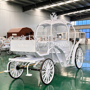 <b>Lightweight</b> Antique Electric Horse Carriage White Spoke Wheel Outdoor Photo Display Cart - Product Image 3