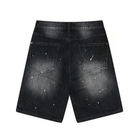 Shorts en jean pour homme, patchwork personnalisé de haute qualité, coupe large, style streetwear vintage, imprimé effet éclaboussures d'encre, été, design déchiré