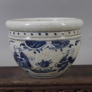 <span class=keywords><strong>Pot</strong></span> <span class=keywords><strong>cache</strong></span> <span class=keywords><strong>cache</strong></span> vintage japonais peint à la main Pots à poisson bleu vieux ornements en porcelaine chinoise motif humain chinois traditionnel - Product Image 1