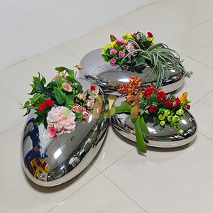 Pot de fleurs en acier inoxydable, surface polie par électrolyse, décoration intérieure, jardinières pour plantes d'intérieur - Product Image 2
