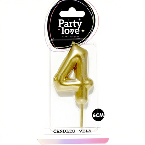 Candela Decorativa Numero 4 Dorata 6Cm per Torta di Compleanno - Product Image 2