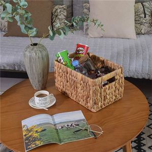 Cestas Cuadradas de Mimbre para Lavandería, Cestas Grandes Tejidas Africanas, Sin Regalo para Niños, Cubo de Mimbre con Tapa, Cesta de Jacinto de Agua - Product Image 5