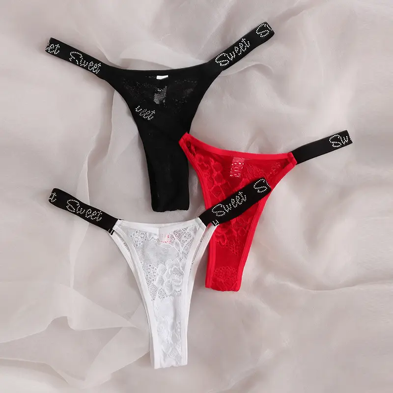 Hot Selling Women Sexy panties Lace Diamond G-String Transparent Thong Sexy Fashion Underwear