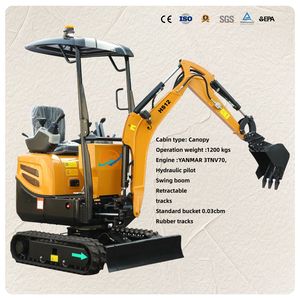 Produits tendances, Nouveautés, Marque Herestrong, Mini-excavatrice compacte sur chenilles de 1,2 tonne certifiée CE, Moteur Yanmar, Pompe - Product Image 1