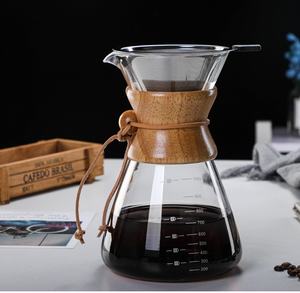 Cafetière en verre résistant à la chaleur avec poignée en bois, <span class=keywords><strong>filtre</strong></span> en acier inoxydable, pour café <span class=keywords><strong>filtre</strong></span>, avec infuseur Chemex en verre - Product Image 1