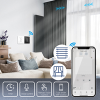 Sakelar Tirai Panel Sentuh Kaca Lengkung 2.5D WiFi Pintar untuk Tirai Gulung, Kontrol Jarak Jauh via Aplikasi, Bekerja dengan Alexa Google Home