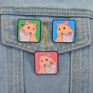 自拍和平仓鼠珐琅别针搞笑卡通老鼠动物胸针翻领徽章饰品礼品朋友批发 - Product Image 1