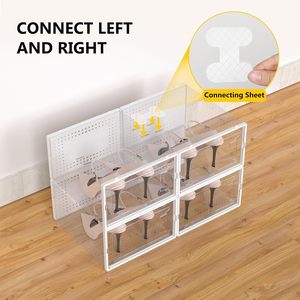 Large Size 9 Clear Plastic Stackable Shoe <b>Storage</b> <b>Box</b> Organizer for Closet Foldable Shoe Rack Sneaker Container Bin Holder - Product Image 5