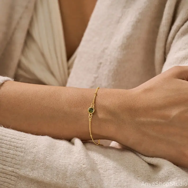 Pulseira de ouro com miçangas de ouro para aniversário, pulseira fina e minimalista, joia de corrente, presente para ela