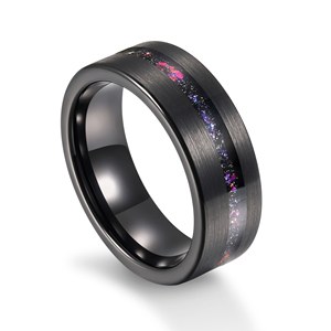 Anelli Classici da Uomo Tempusort in Carburo di Tungsteno Spazzolato Placcato Nero da 8mm, Gioielli alla Moda per Regalo Anniversario - Product Image 2