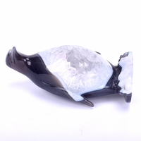 En gros Haute Qualité Poli Cristal Pierres Précieuses Sculpté À La Main Animal Agate Géode Pingouin