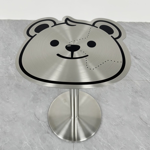 Tavolo in acciaio inossidabile Industrial-Chic con adorabile Top modello orso perfetto per <span class=keywords><strong>caffè</strong></span> alla moda, bar accoglienti e ristoranti a tema - Product Image 1