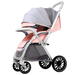 Fashion Design Baby <strong>Pram</strong> Stroller <strong>Set</strong> 4 Wheel Easy Folding Linen Trolley Push Chair Travel System Stainless Steel Frame - Product Image 6
