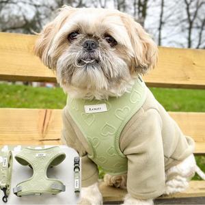 Aksesori hewan peliharaan kain Jacquard pola bunga cetakan hati bordir perros maskara mewah kerah hewan peliharaan tali anjing dan tali - Product Image 5