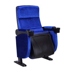 เก้าอี้โรงหนัง Jiarunde C-26 สีน้ำเงิน หุ้มเบาะแบบแถวพร้อมที่วางแขน สำหรับโรงภาพยนตร์ หอประชุมโรงเรียน และห้องบรรยาย - Product Image 1
