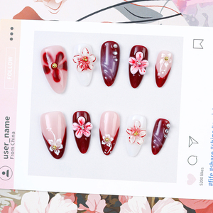 <span class=keywords><strong>Uñas</strong></span> Postizas <span class=keywords><strong>de</strong></span> Gel Pintadas a Mano al por Mayor, Hermosas y <span class=keywords><strong>de</strong></span> Lujo, Diseño Personalizado, 10 Piezas, <span class=keywords><strong>Uñas</strong></span> Postizas Hechas a Mano con <span class=keywords><strong>Flores</strong></span> 3D, Faux Ongles - Product Image 5