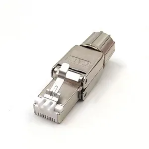 Tool Free Shielded Cat6A/Cat7/Cat8 Toolless Network Rj45 Shielded Connector For Cat7 Cables Male Modular Plug