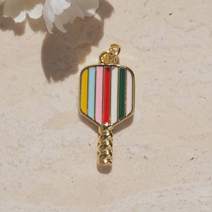 Pendentif Raquette en Émail Plaqué Or Laiton <span class=keywords><strong>Cuivre</strong></span>, Pendentif Bat Multicolore <span class=keywords><strong>Mini</strong></span> Raquette Émail, Accessoires Bijoux DIY pour Collier - Product Image 2