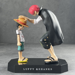 Figurines PVC Luffy au chapeau de paille et <span class=keywords><strong>Shanks</strong></span> aux cheveux roux pour collection, jouets de voiture et de bureau - Product Image 2